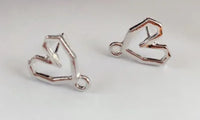 12mm*14mm - Copper Plated, Silver Heart w/Horizontal Loop