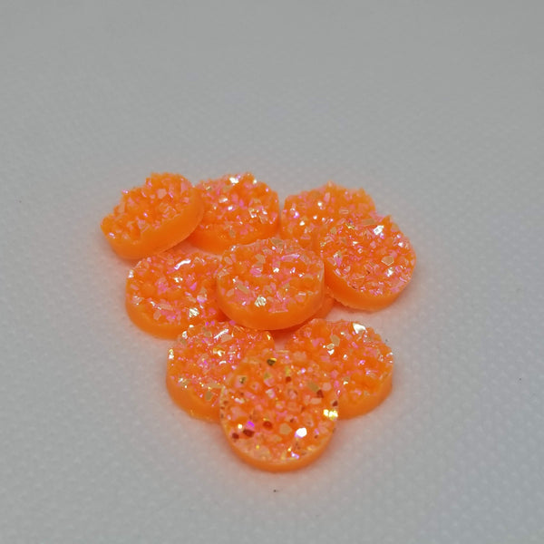 8mm - Druzy, Glitz Neon Orange