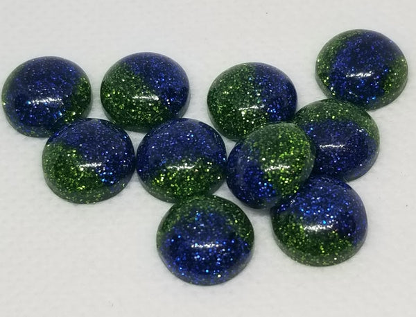 12mm - Glitter Mix, Blue & Green