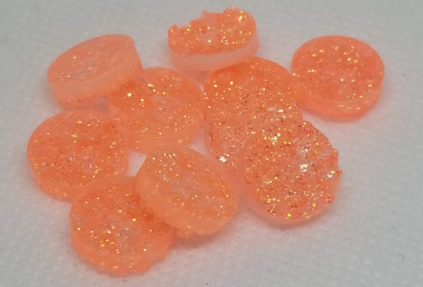 12mm - Druzy, Glitter Neon Orange