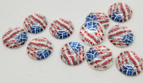 12mm - Cabochon, Thin Red Line American Fire