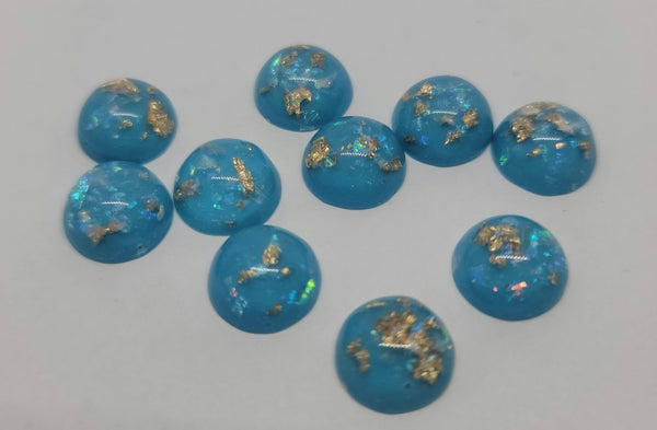 8mm - Flakes, Sky Blue w/Gold Mix