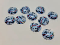 12mm - Cabochon, Red, White & Boozy