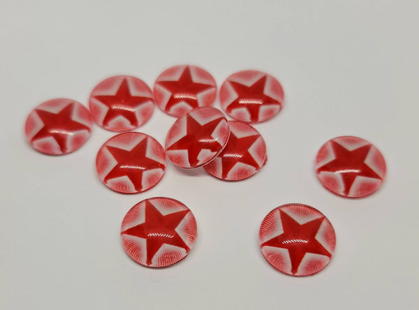 12mm - Cabochon, Red Star
