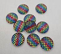 12mm - Cabochon, Checkered Rainbow