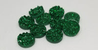 12mm - Druzy, Glitter Christmas Green