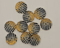 12mm - Cabochon, Gold Glitter Stripe