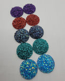 20mm - Druzy, Colorful Collection (Glitter Purple, Glitter Rust, Glitz Ice Blue, Glitter Teal, & Glassy Blue)